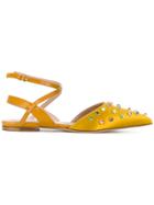 Red Valentino Pointed Embellished Flats - Yellow & Orange