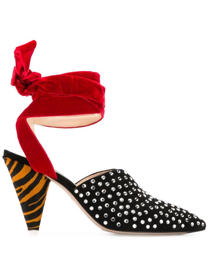 Attico Olivia Ankle-tie Pumps - Black