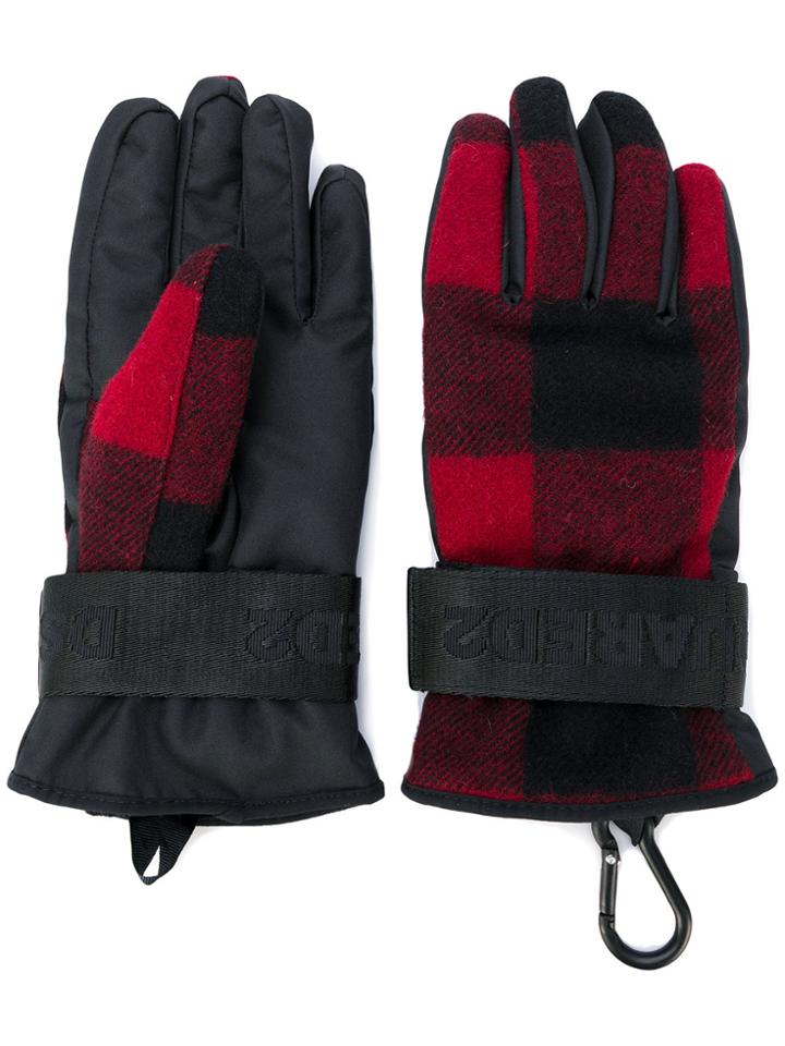 Dsquared2 Padded Checked Gloves - Black