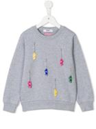 Msgm Kids Skate Board Embellished Sweatshirt, Girl's, Size: 12 Yrs, Grey