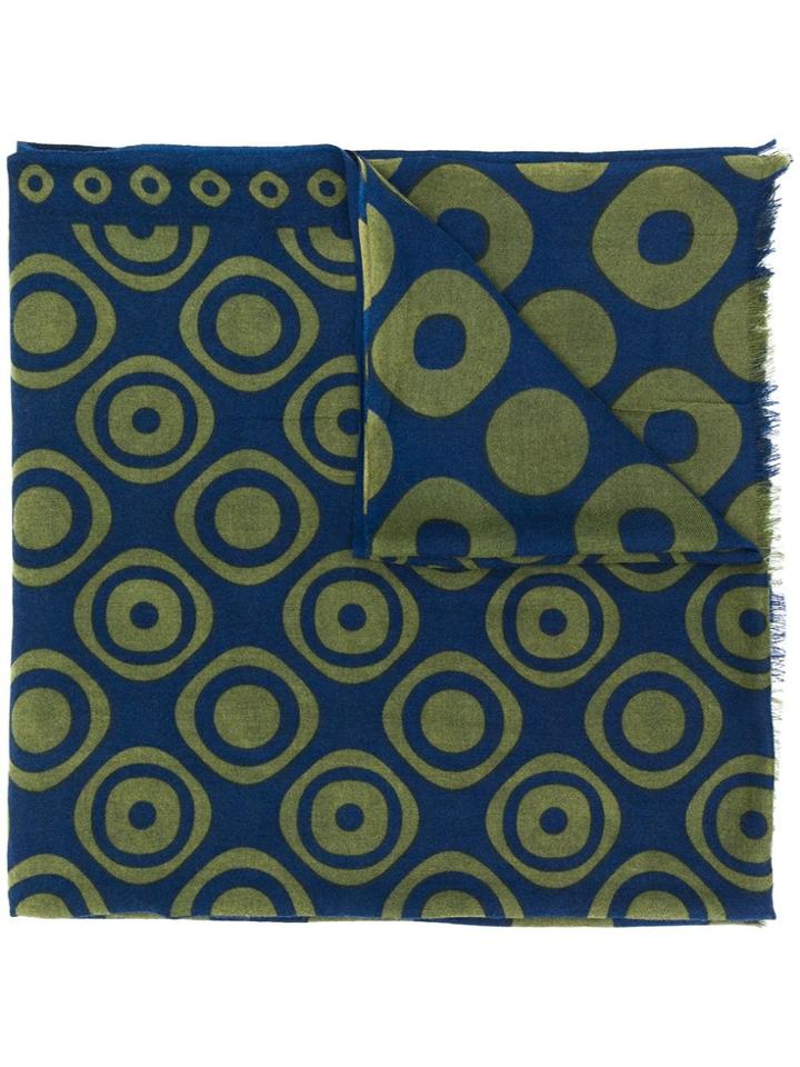 Altea Circle Print Fine Knit Scarf - Blue