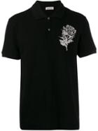 Alexander Mcqueen Rose Embroidery Polo Shirt - Black