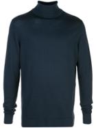Sunspel Turtle-neck Fitted Sweater - Blue