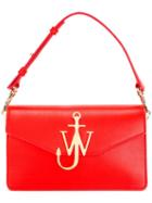 J.w.anderson Logo Plaque Tote Bag, Women's, Red, Calf Leather