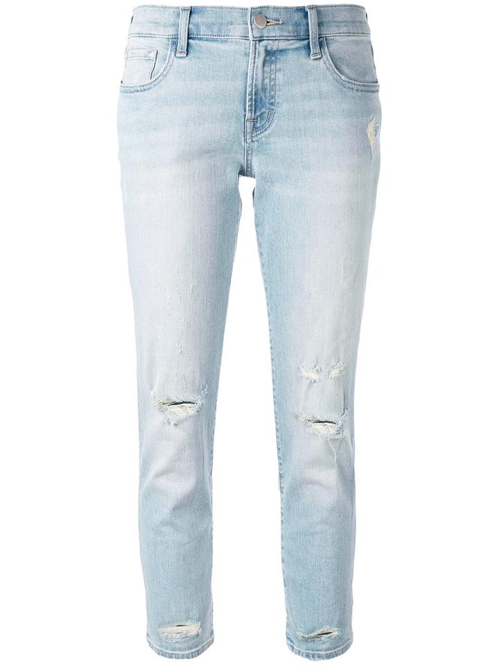 J Brand - Ripped Cropped Jeans - Women - Cotton/polyurethane - 25, Blue, Cotton/polyurethane