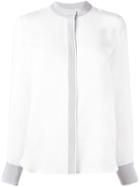 Frame Denim Contrast Trim Button Down Shirt, Women's, Size: Medium, White, Silk