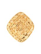 Chanel Pre-owned Diamond-shaped Cc Brooch - Gold