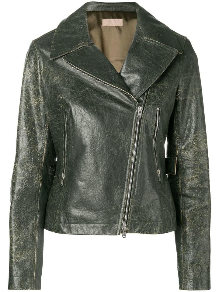 Alaïa Vintage 1980s Distressed Biker Jacket - Green