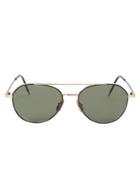 Thom Browne Eyewear Black Enamel & 12k Gold Aviator Sunglasses