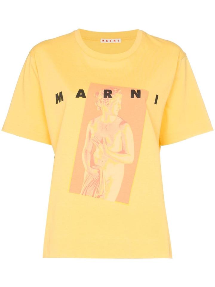 Marni Sculpture Logo Cotton T-shirt - Yellow
