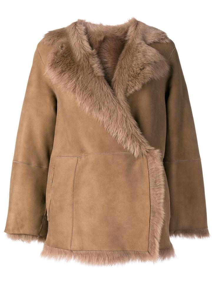 Desa 1972 Shearling-trim Coat - Brown