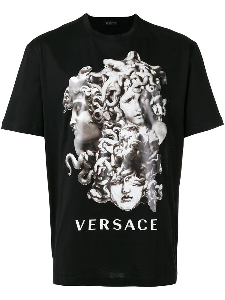 Versace Medusa Head Printed T-shirt, Men's, Size: Xl, Black, Cotton