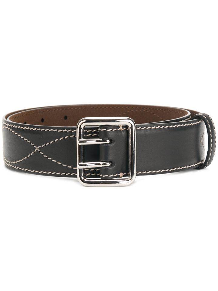 Mm6 Maison Margiela Stitch Detail Belt - Black