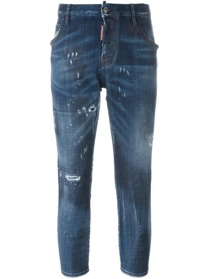 Dsquared2 Cool Girl Cropped Jeans, Size: 42, Blue, Cotton/spandex/elastane/polyester