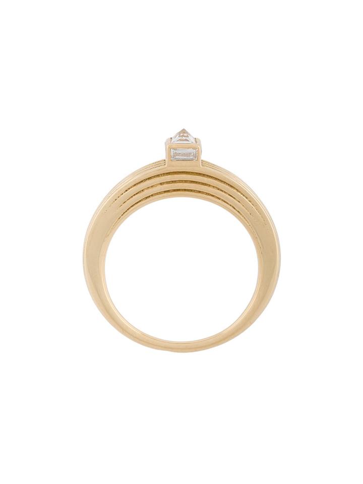Tejen Fluted Capstone Eclipse Ring, Women's, Size: 7, Metallic