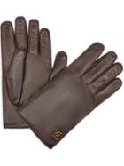 Fendi Ff Logo Appliqué Gloves - Brown
