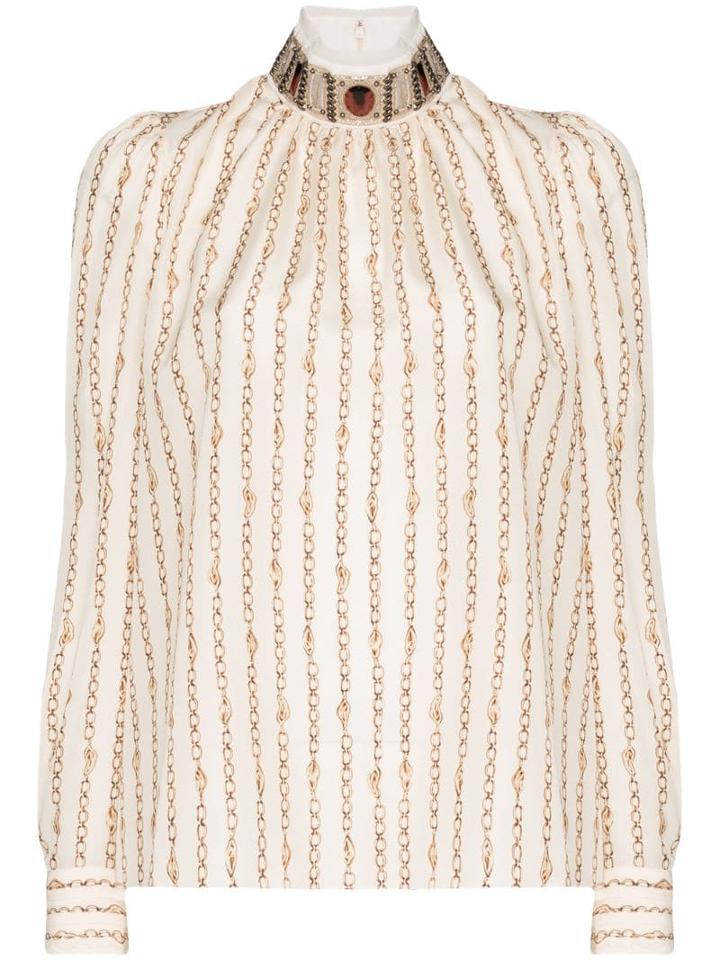 Chloé High-neck Chain Detail Blouse - 109 - Neutrals