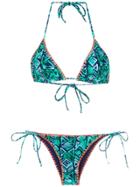Brigitte Triangle Bikini Set - Navy And Green