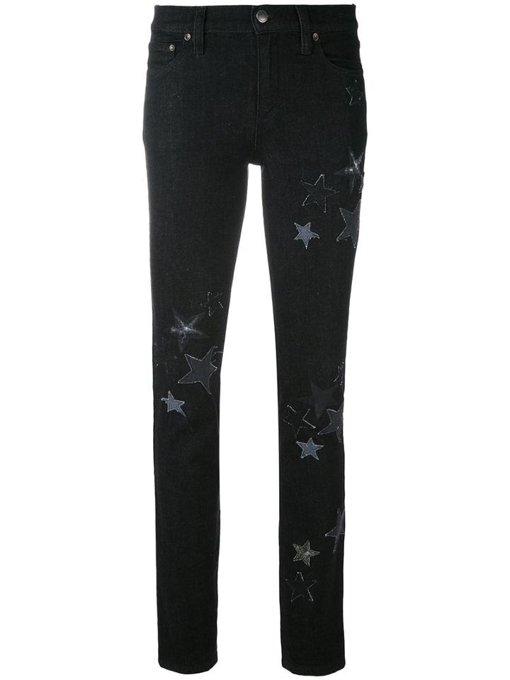 Red Valentino - Star Embroidered Jeans - Women - Cotton/spandex/elastane - 26, Black, Cotton/spandex/elastane