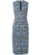 Scanlan Theodore Striped Floral Weave Dress, Women's, Size: 10, Blue, Cotton