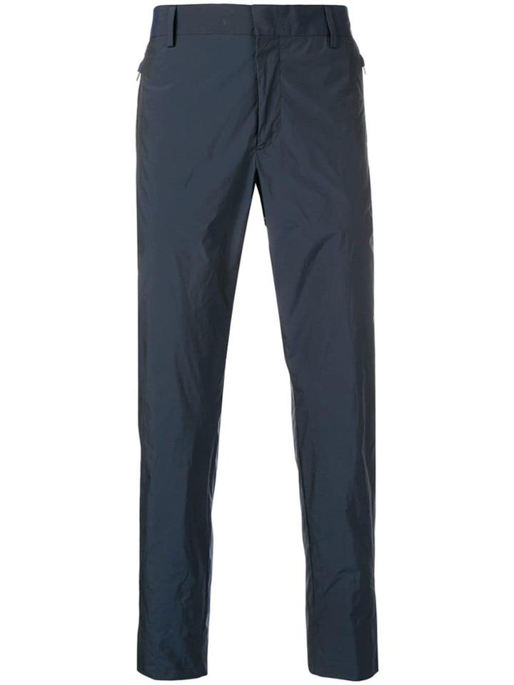 Prada Crinkle-effect Tailored Trousers - Blue