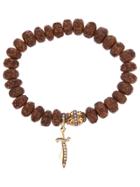 Loree Rodkin Carved Wood Beaded Diamond Bracelet - Brown