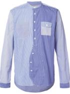 Wooster + Lardini Patchwork Stripe Shirt, Men's, Size: Small, Blue, Cotton