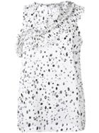 Carven Ruffled Detail Tank, Women's, Size: 38, White, Polyester/acetate/silk