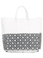 Truss Nyc - Patterned Weave Tote Bag - Women - Plastic/straw - One Size, White, Plastic/straw