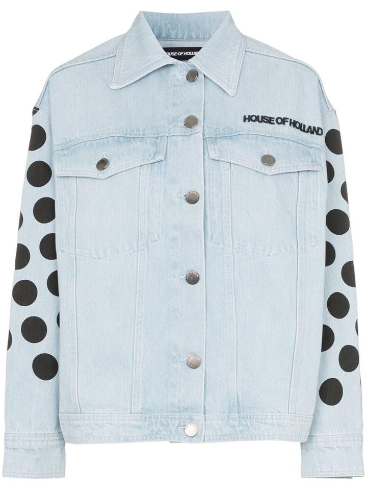 House Of Holland Polka-dot Logo Denim Jacket - Blue