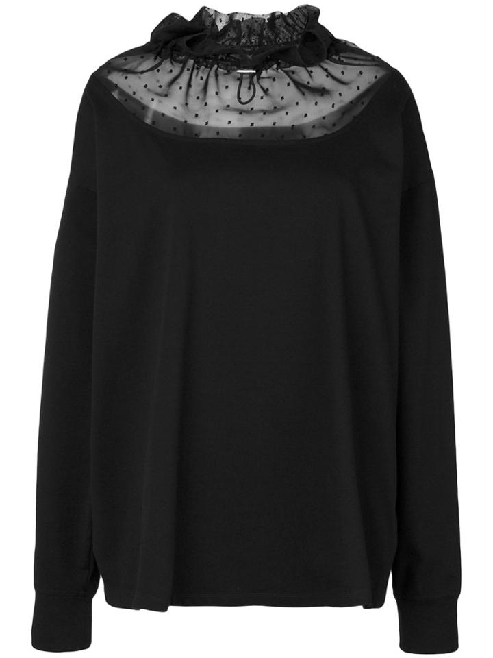 Mm6 Maison Margiela Sheer Detail Oversized Sweatshirt - Black
