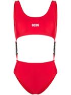 Gcds Logo Cut-out Swimsuit - Red