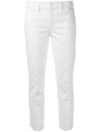 Tory Burch Eyelet-detail Cropped Jeans, Women's, Size: 29, White, Cotton/polyester/spandex/elastane