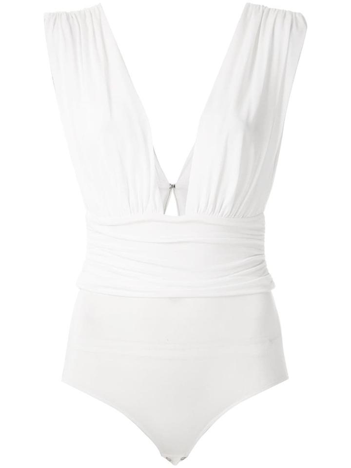 Tufi Duek Plunge Neck Drape Body - White