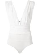 Tufi Duek Plunge Neck Drape Body - White
