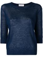 Zanone 3/4 Sleeve Knitted Top - Blue