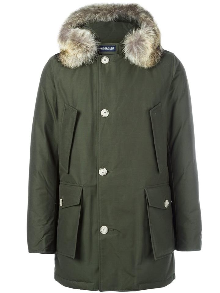 Woolrich Fur Hooded Parka, Men's, Size: Large, Green, Cotton/feather Down/nylon/coyote Fur