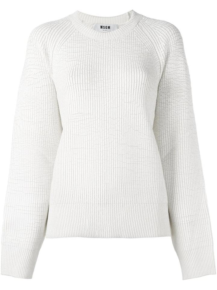 Msgm Ribbed Jumper, Women's, Size: Small, White, Virgin Wool