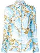 Moschino Chains Print Silk Shirt - Blue