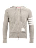 Thom Browne Zipped Hoodie, Men's, Size: 2, Grey, Cotton/nylon/polyurethane