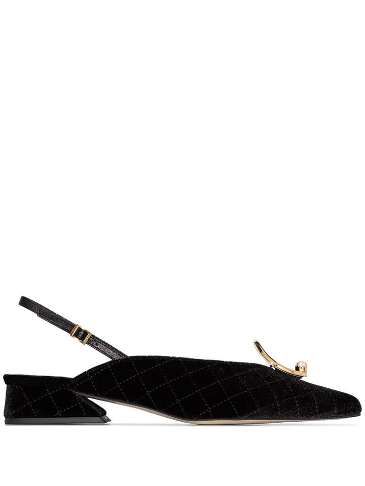 Yuul Yie Zizi Quilted Velvet Slingback Pumps - Black