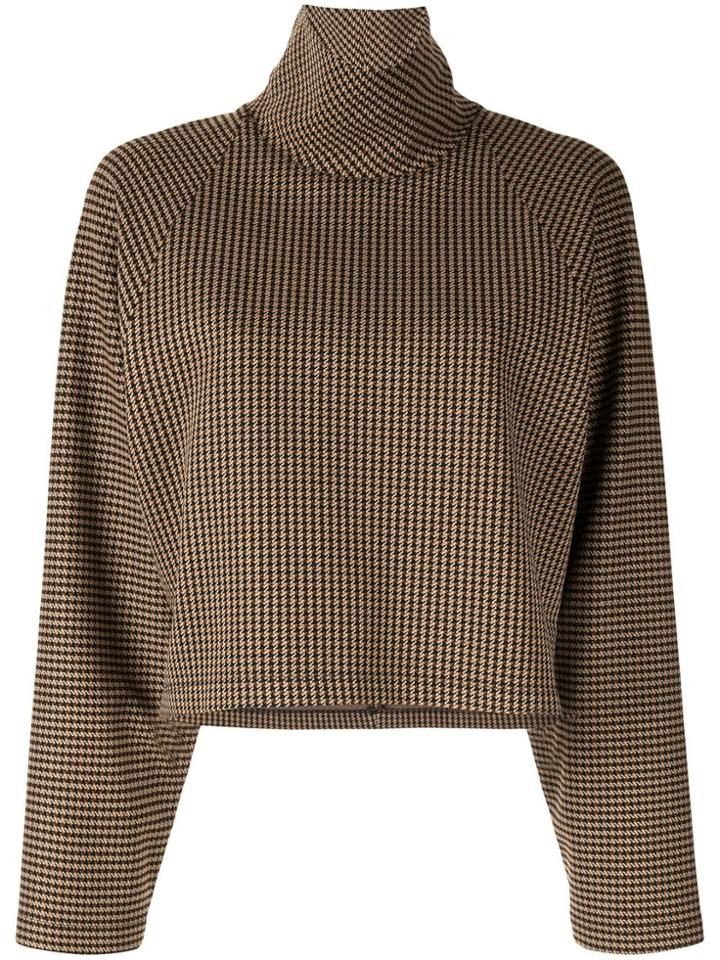 Rosetta Getty Turtleneck Houndstooth Top - Brown