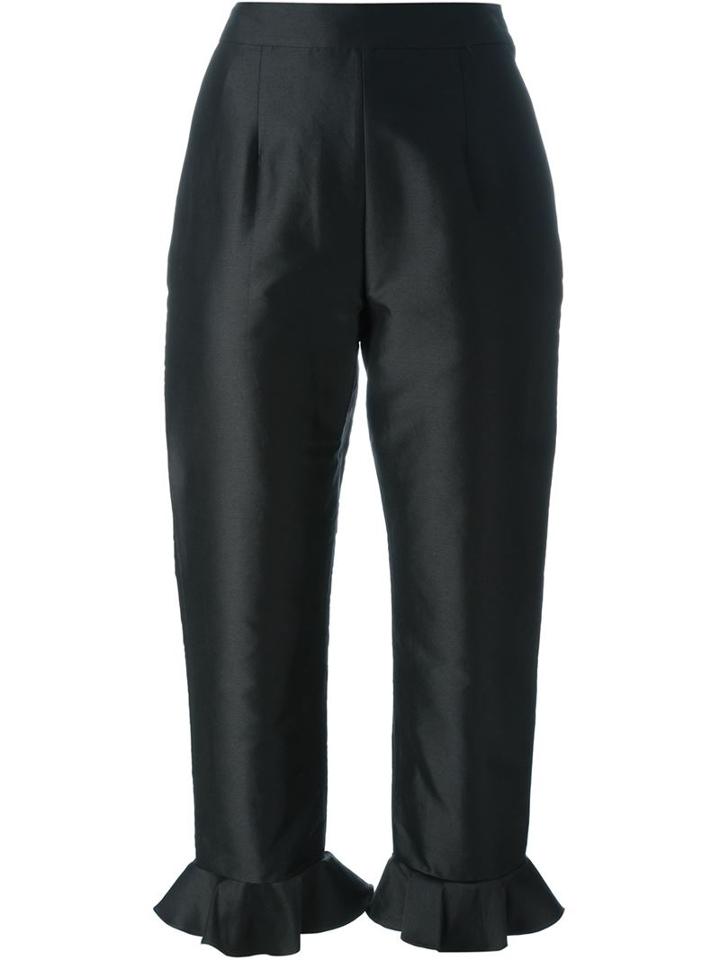 Isa Arfen Classic Flounce Trousers, Women's, Size: 12, Black, Cotton/polyester/polyamide