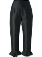 Isa Arfen Classic Flounce Trousers, Women's, Size: 12, Black, Cotton/polyester/polyamide