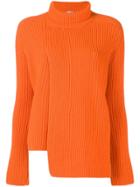 Mrz Paneled Asymmetric Sweater - Yellow & Orange