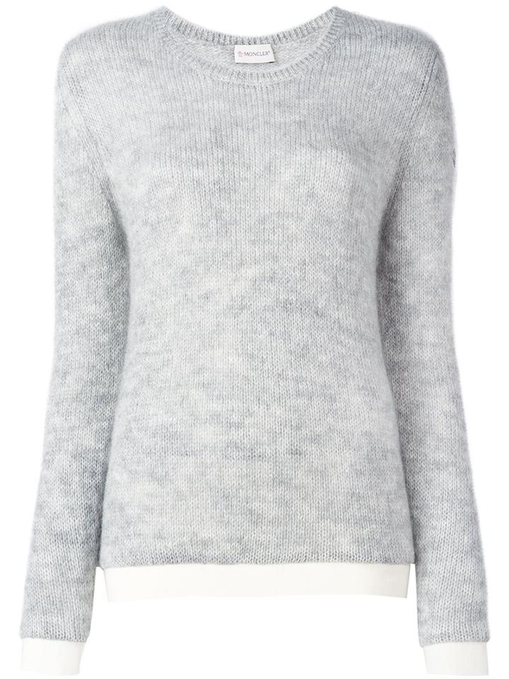 Moncler Classic Crew Neck Sweater, Women's, Size: Medium, Grey, Polyamide/mohair/wool