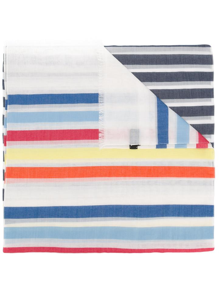 Ps By Paul Smith - Striped Scarf - Men - Cotton/viscose - One Size, White, Cotton/viscose