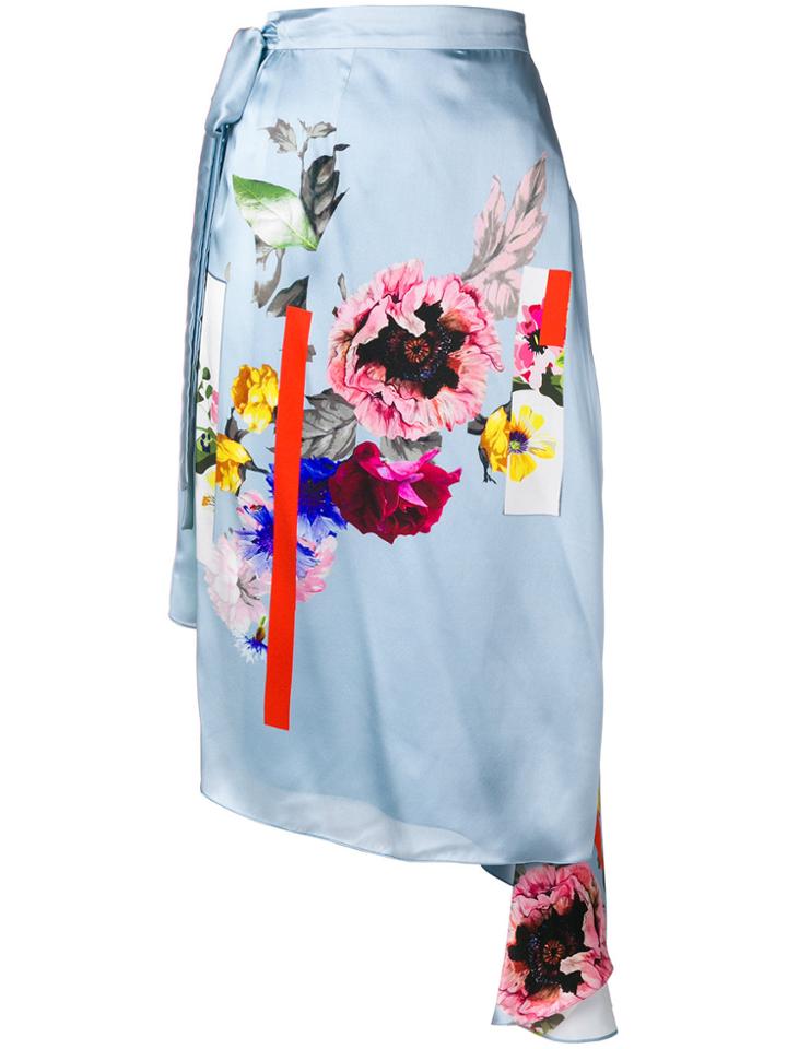 Preen By Thornton Bregazzi Nadine Sketchbook Floral Skirt - Blue