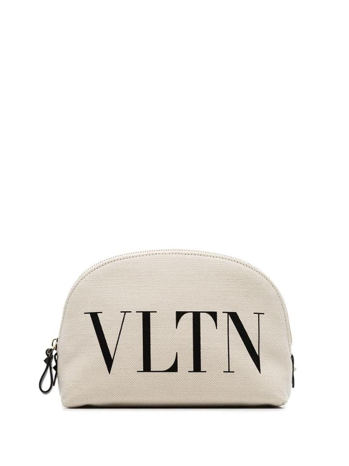 Valentino Garavani White And Black Vltn Logo Print Cotton Make Up