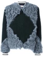 Tory Burch Patchwork Fur Bomber Jacket, Women's, Size: Medium, Green, Lamb Fur/rayon/viscose/polyester